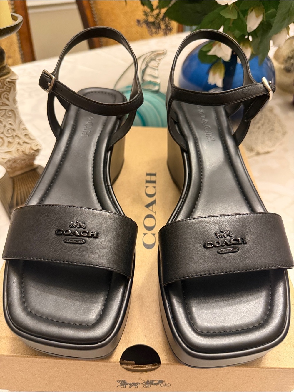NWT Coach Nappa Leather Wedge Sandals